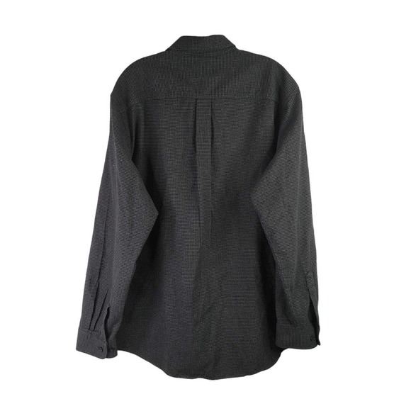 LL Bean Mens Button Down Flannel Shirt Gray Black Houndstooth Large LS M Lodge - Picture 3 of 10